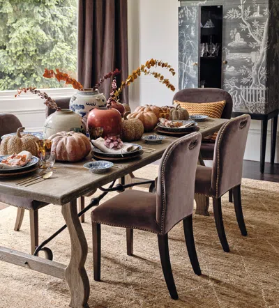 OKA STAFFORD VELVET DINING CHAIR - TRUFFLE