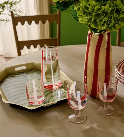 OKA TWISTLE GLASS VASE - RED/ANTIQUED WHITE