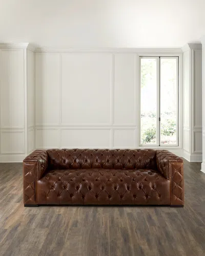 OLD HICKORY TANNERY MASTRA LEATHER CHESTERFIELD SOFA, 101"