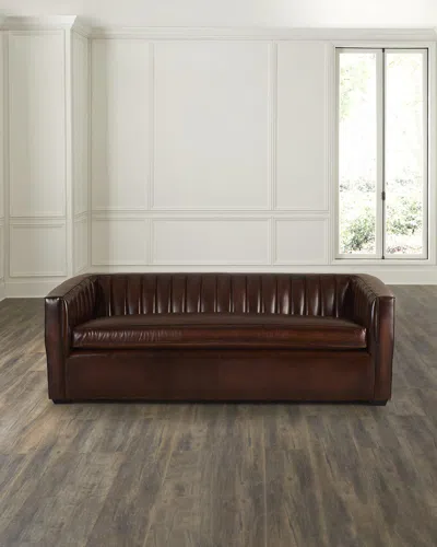 OLD HICKORY TANNERY RALSTON CHANNEL-TUFTED LEATHER SOFA, 84"