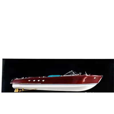 OLD MODERN HANDICRAFTS 31.5 IN. RIVA AQUARAMA HALF HULL MODEL SPEEDBOAT, GLOSSY BLACK