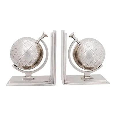 OLD MODERN HANDICRAFTS ALUM GLOBE BOOKEND SET OF TWO MODEL AIRPLANE