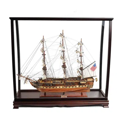 OLD MODERN HANDICRAFTS USS CONSTITUTION LARGE BOAT MODEL WITH TABLE TOP DISPLAY CASE - 40 X 13.75 X 39.25 IN.