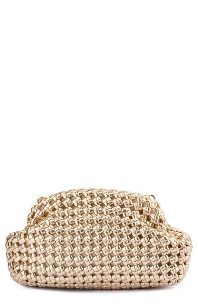 OLGA BERG OLGA BERG EVERLY HANDWOVEN FAUX LEATHER FRAME CLUTCH