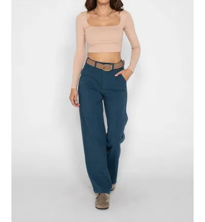 OLIVER LOGAN FLORA STRETCH HIGH RISE TROUSER IN MAJOLICA BLUE