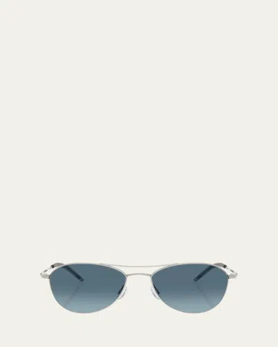 OLIVER PEOPLES AERO II STEEL AVIATOR SUNGLASSES