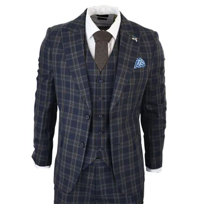 OLIVER TWEED MEN'S CHECK NAVY BLUE 3 PIECE SUIT