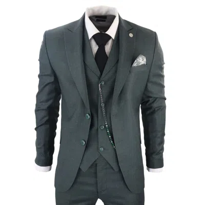 OLIVER TWEED MEN'S CLASSIC 3-PIECE PLAIN GREEN SUIT
