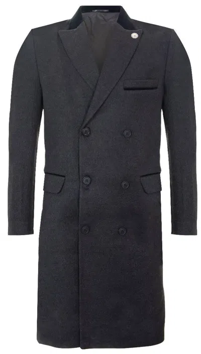 OLIVER TWEED MENS 3/4 GREY LONG DOUBLE BREASTED CROMBIE OVERCOAT WOOL COAT PEAKY BLINDERS