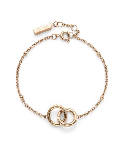 OLIVIA BURTON WOMEN'S AMITY INTERLOCK ROSE GOLD TONE STAINLESS STEEL BRACELET