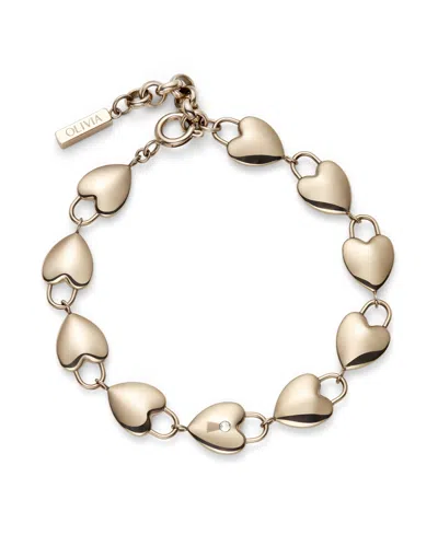 OLIVIA BURTON WOMEN'S LOCKED HEART ROSE GOLD PLATED BRACELET
