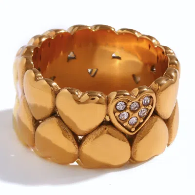 OLIVIA LE WOMEN'S GOLD DOUBLE HEART RING