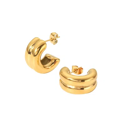 OLIVIA LE WOMEN'S GOLD SANTOS DOUBLE LAYERED HUGGIE EARRINGS