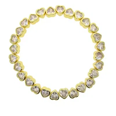 OLIVIA LE WOMEN'S WHITE HEART STRETCH CUBIC ZIRCONIA TENNIS BRACELET