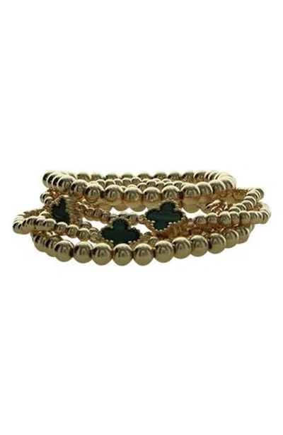 OLIVIA WELLES OLIVIA WELLES SET OF 5 CLOVER BEADED STACKABLE BRACELETS