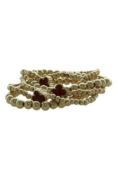 OLIVIA WELLES OLIVIA WELLES SET OF 5 CLOVER BEADED STACKABLE BRACELETS