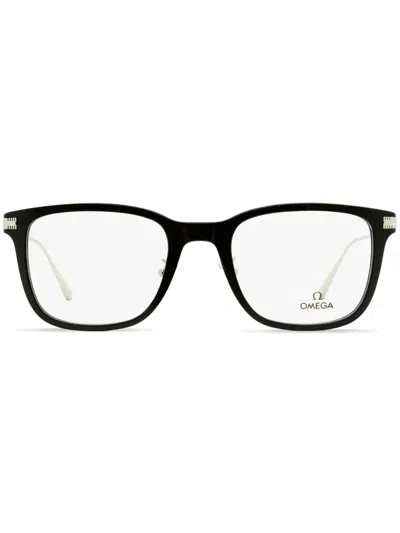OMEGA EYEWEAR RECTANGULAR-FRAME ENGRAVED-LOGO GLASSES
