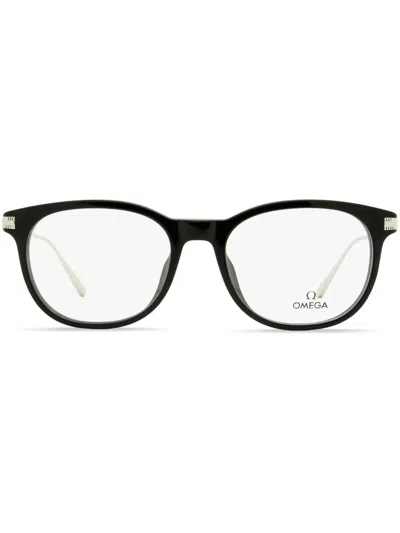 OMEGA EYEWEAR ROUND-FRAME ENGRAVED-LOGO GLASSES