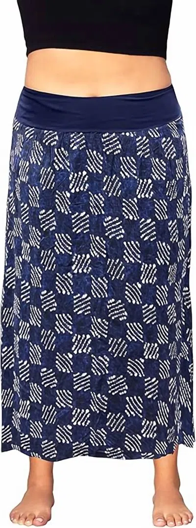 ON THE PLUS SIDE PRINTED MAXI SKIRT - PLUS IN BLUE TRIBAL