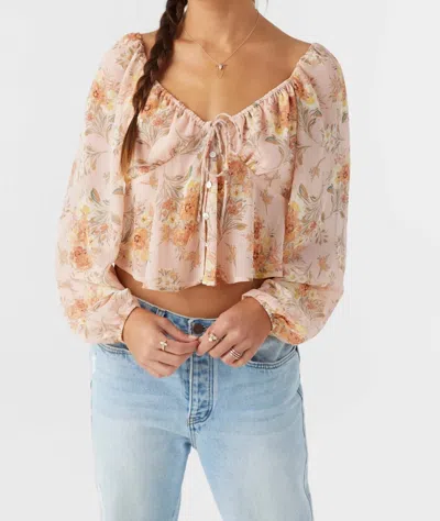 O'NEILL NOA NAYA FLORAL LONG SLEEVE TOP IN ROSE DUST