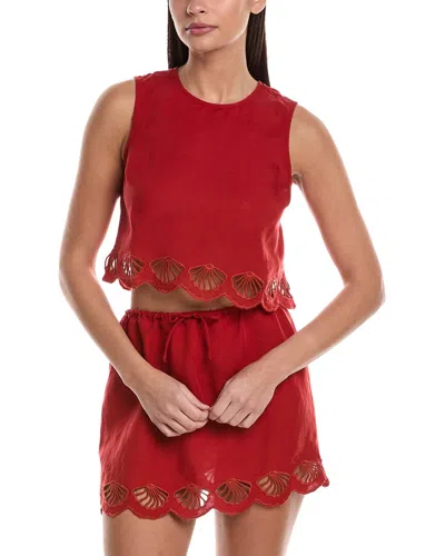 ONIA ONIA AIR LINEN-BLEND SCALLOP TANK