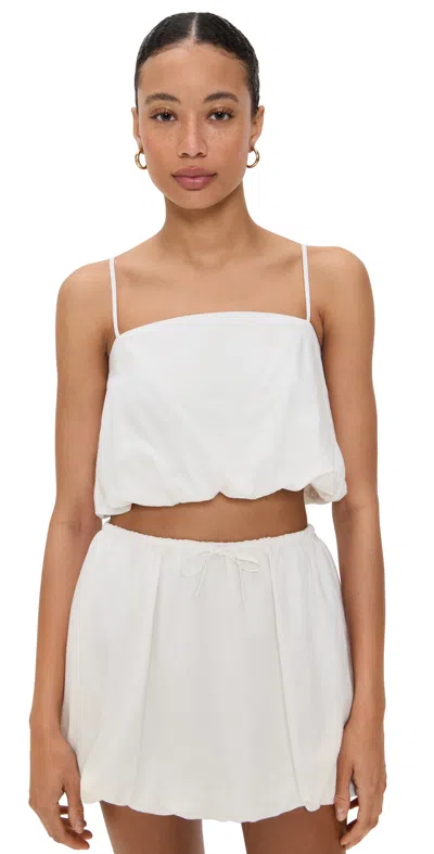 ONIA AIR LINEN BUBBLE CROP TOP WHITE