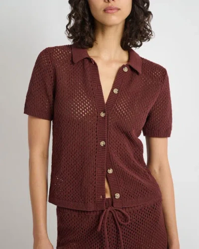 ONIA ONIA CROCHET KNIT BUTTON UP SHIRT