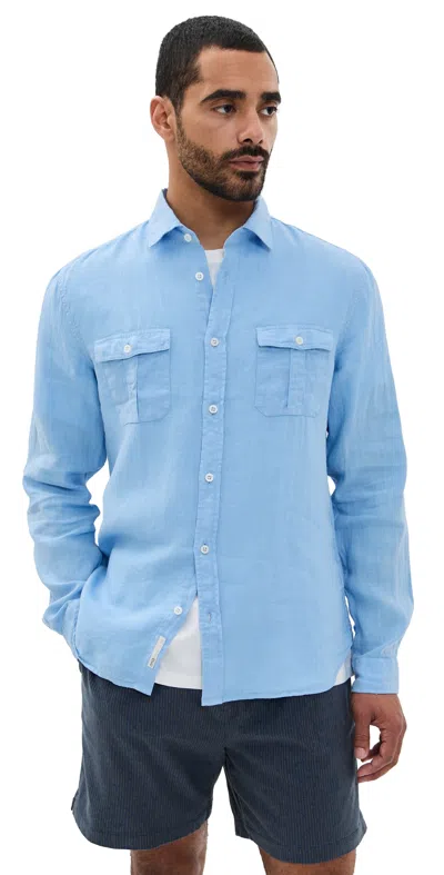 ONIA GARMENT DYE LINEN STANDARD FIT SHIRT LIGHT BLUE