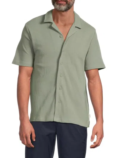 ONIA MEN'S WAFFLE KNIT CAMP SHIRT