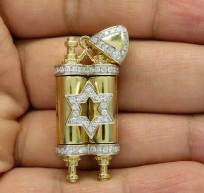 ONLINE0369 0.55 CT MOISSANITE STAR OF DAVID TORAH PENDANT 14K YELLOW GOLD PLATED 925 SILVER