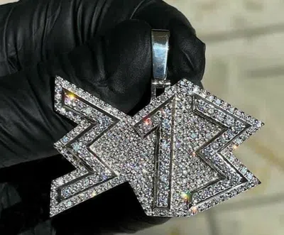 ONLINE0369 1.5CT ROUND SIMULATED DIAMOND MENS CUSTOMIZE 313 NUMBER PENDANT SILVER FREE STUD