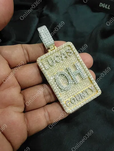 ONLINE0369 2.48 CT PASSING TESTER MOISSANITE MEN'S CUSTOM DOG TAG PENDANT REAL SILVER