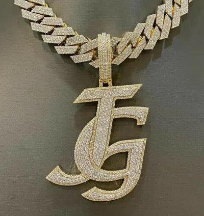 ONLINE0369 3CT PASSING TESTER MOISSANITE MENS CUSTOM JG NAME LAYERED PENDANT SILVER