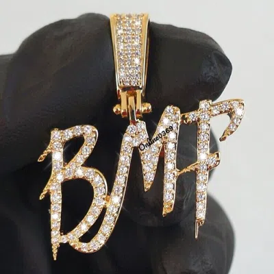 ONLINE0369 MEN'S 1CT NATURAL MOISSANITE CUSTOMIZE "BMF" LETTER PENDANT 925 SILVER FREE STUD