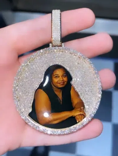 ONLINE0369 MEN'S 2" BIG CIRCLE ROUND DISK MEMORY PENDANT WITH 14MM CHAIN OPENING BAIL