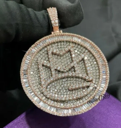 ONLINE0369 MENS CUSTOM "MMG" CIRCLE LAYER PENDANT 2.78CT BAGUETTE CUBIC ZIRCONIA SILVER