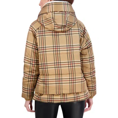 OOKIE & LALA OOKIE & LALA PLAID FAUX FUR LINED UTILITY CROP PUFFER HOODED JACKET