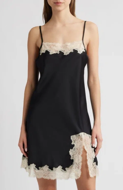 OPEN EDIT OPEN EDIT LACE TRIM SATIN CHEMISE