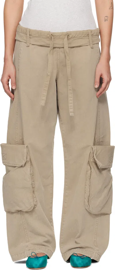 OPEN YY BEIGE WASHED ROLLED CARGO PANTS