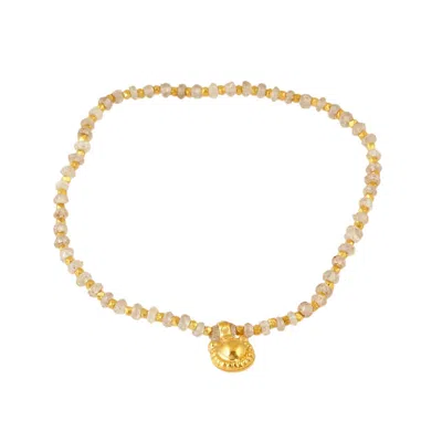 OPIUM JEWELS WOMEN'S BLUE / GREY / GOLD VINTAGE AMULET BRACELET - GOLD BEADS & LABRADORITE