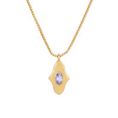 OPIUM JEWELS WOMEN'S GOLD / BLUE BIRTHSTONE HAMSA NECKLACE IN TANZANITE - DECEMBER