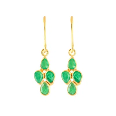 OPIUM JEWELS WOMEN'S GOLD / GREEN SOUL STAR EARRINGS - EMERALDS