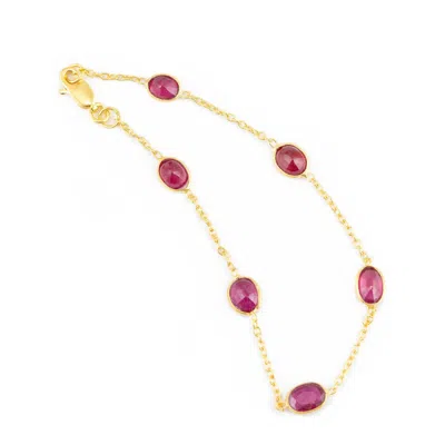 OPIUM JEWELS WOMEN'S GOLD / RED CHAIN BRACELET WITH RUBIES