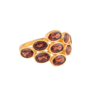 OPIUM JEWELS WOMEN'S GOLD / RED NIGHT STAR COCKTAIL RING - GARNET