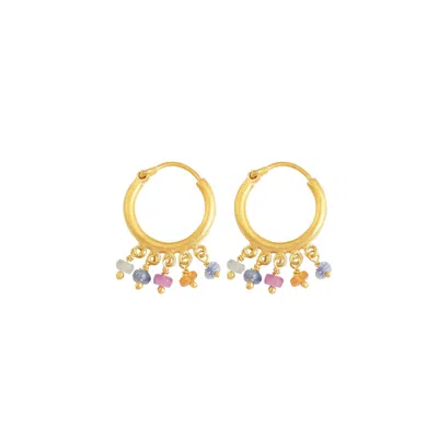 OPIUM JEWELS WOMEN'S GOLD SMALL HOOPS - MULTI SAPPHIRES