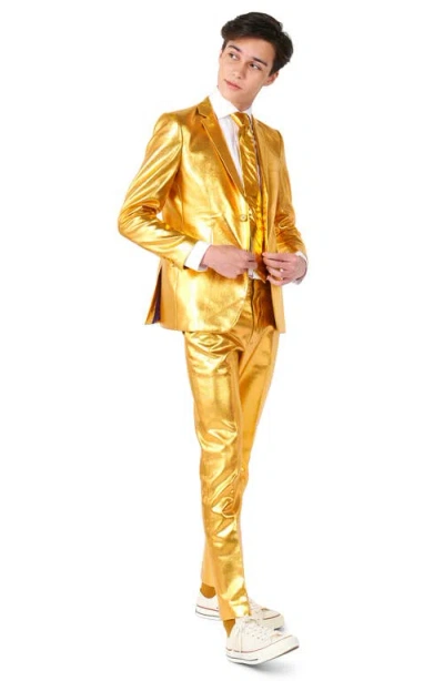 OPPOSUITS OPPOSUITS KIDS' GROOVY GOLDEN METALLIC TWO-PIECE SUIT & TIE