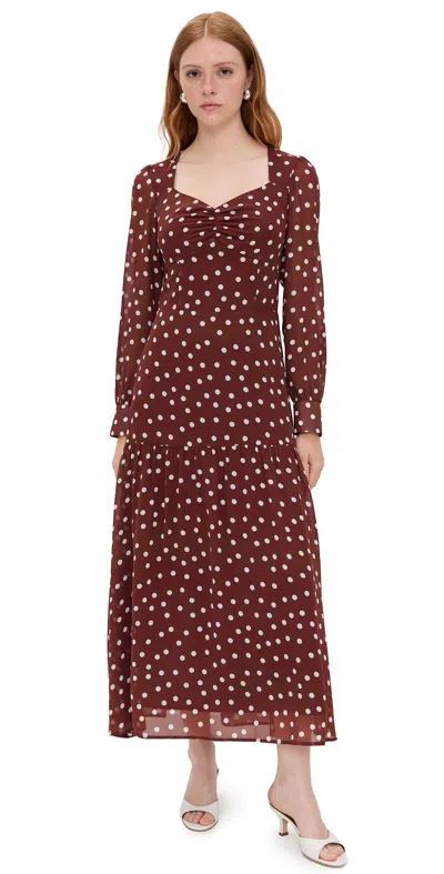 OPT O. P.T SELMA POLKA DOT MAXI DRESS BROWN POLKA DOT