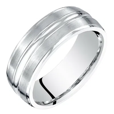 ORAVO MEN'S 14K WHITE GOLD WEDDING RING, 7MM, COMFORT FIT BAND SIZES 8 TO 14