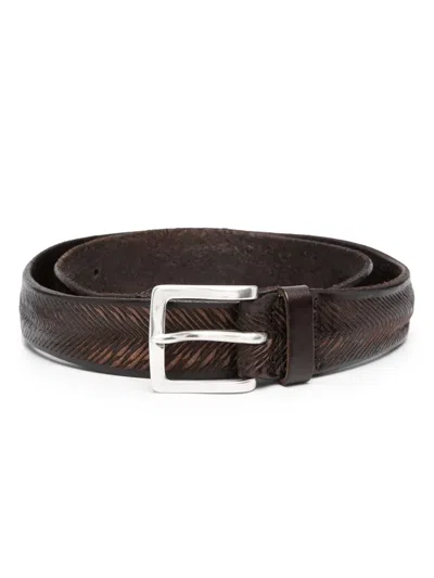 ORCIANI HERRINGBONE LEATHER BELT