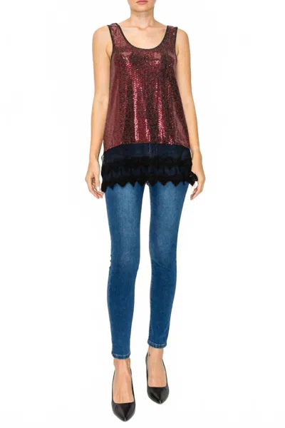 ORIGAMI WOMEN'S SPARKLY TANK TOP IN RED